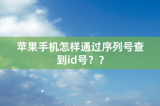 苹果手机怎样通过序列号查到id号？？