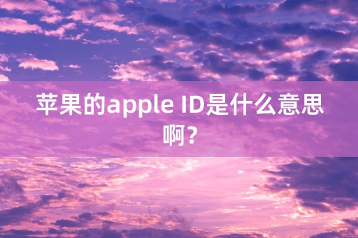 苹果的apple ID是什么意思啊？