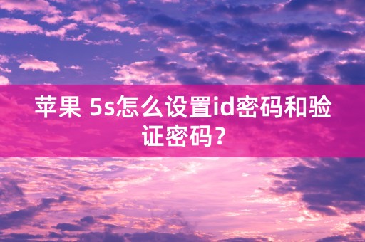 苹果 5s怎么设置id密码和验证密码？