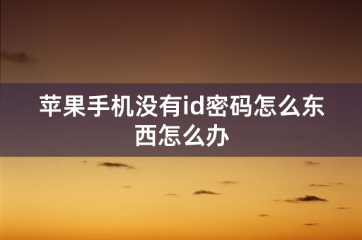 苹果手机没有id密码怎么东西怎么办