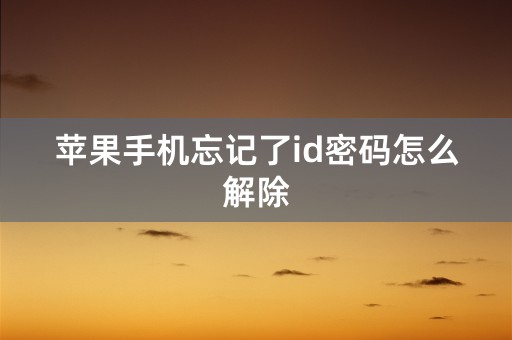 苹果手机忘记了id密码怎么解除