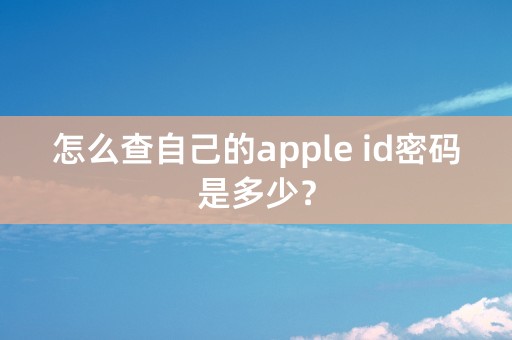 怎么查自己的apple id密码是多少？