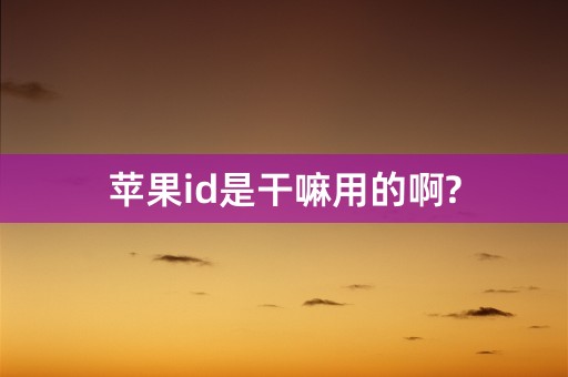 苹果id是干嘛用的啊?