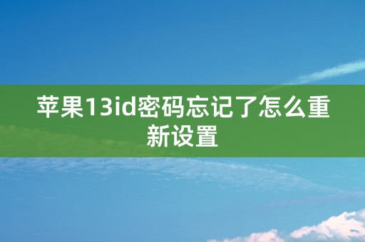 苹果13id密码忘记了怎么重新设置