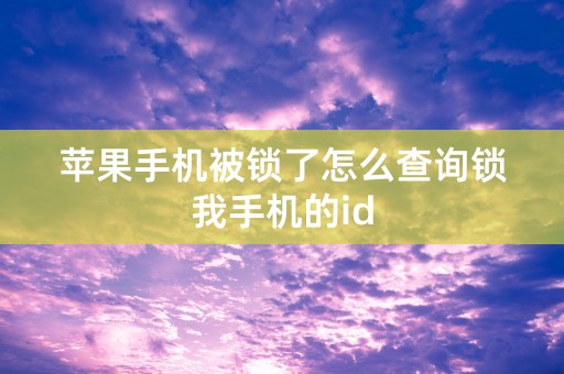 苹果手机被锁了怎么查询锁我手机的id