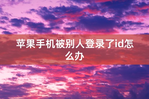 苹果手机被别人登录了id怎么办