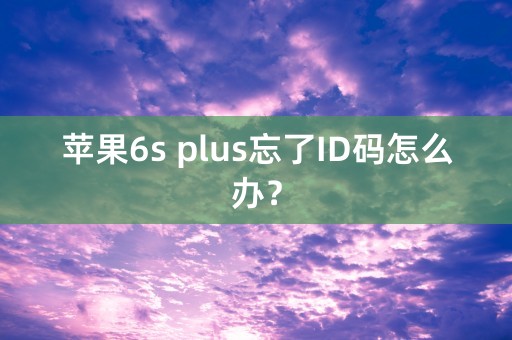 苹果6s plus忘了ID码怎么办？