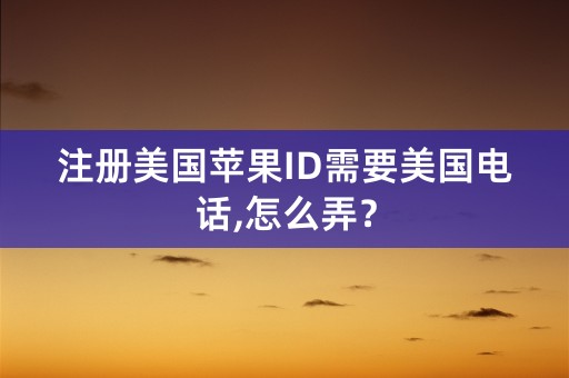 注册美国苹果ID需要美国电话,怎么弄？