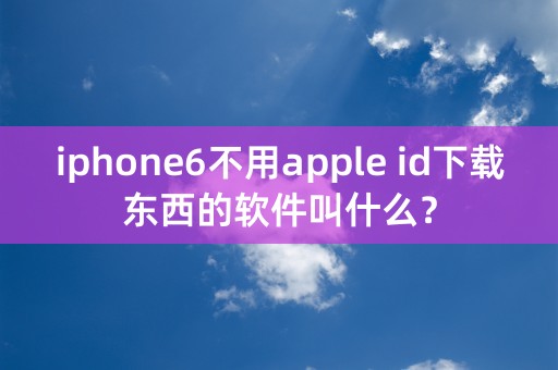 iphone6不用apple id下载东西的软件叫什么？