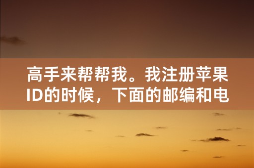 高手来帮帮我。我注册苹果ID的时候，下面的邮编和电话应该怎么填？是不是要国际编码，应该填什么，谢谢