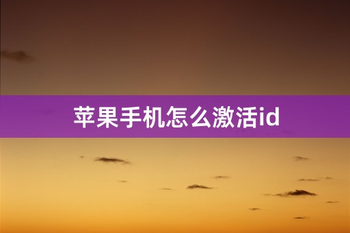 苹果手机怎么激活id