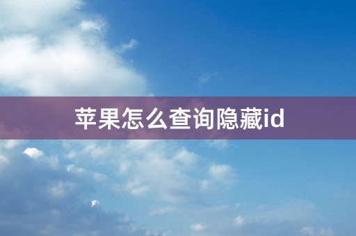 苹果怎么查询隐藏id