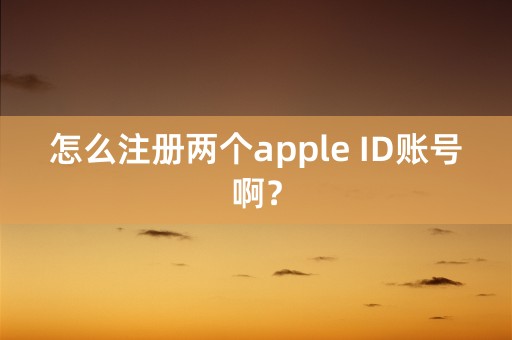 怎么注册两个apple ID账号啊？