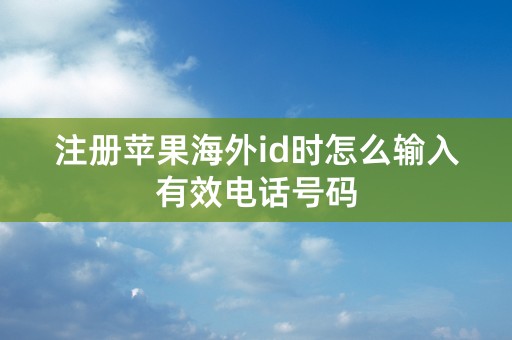 注册苹果海外id时怎么输入有效电话号码