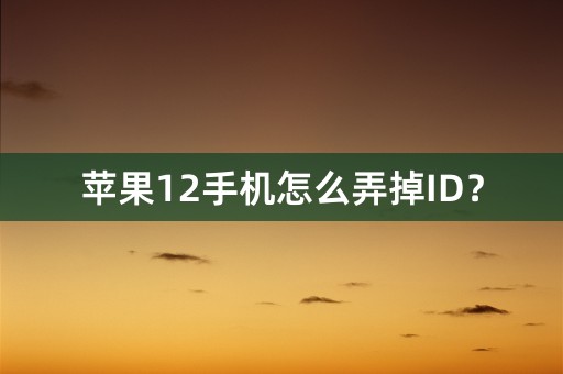 苹果12手机怎么弄掉ID？