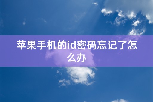 苹果手机的id密码忘记了怎么办