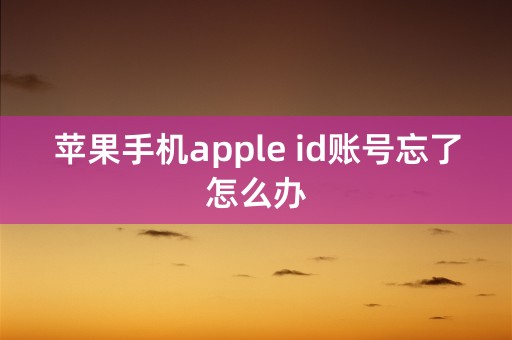 苹果手机apple id账号忘了怎么办