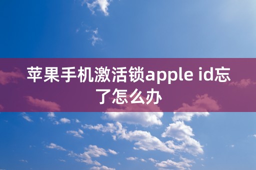 苹果手机激活锁apple id忘了怎么办