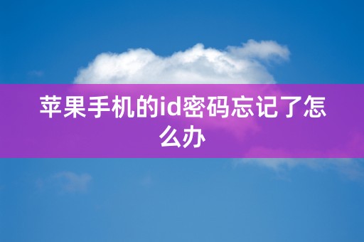 苹果手机的id密码忘记了怎么办