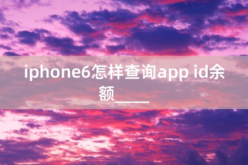 iphone6怎样查询app id余额____