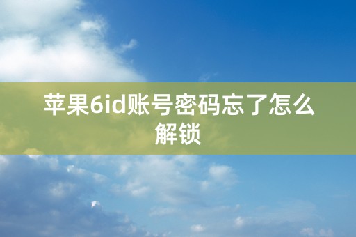 苹果6id账号密码忘了怎么解锁