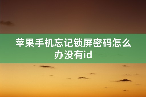 苹果手机忘记锁屏密码怎么办没有id