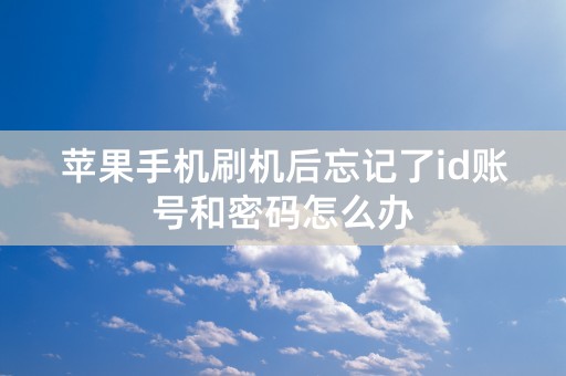 苹果手机刷机后忘记了id账号和密码怎么办