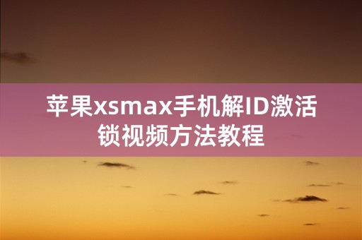 苹果xsmax手机解ID激活锁视频方法教程