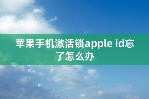 苹果手机激活锁apple id忘了怎么办