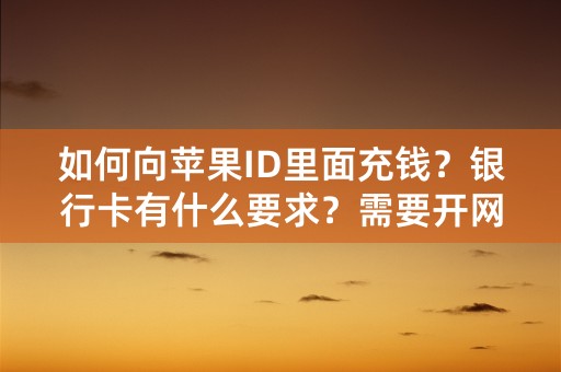 如何向苹果ID里面充钱？银行卡有什么要求？需要开网银吗