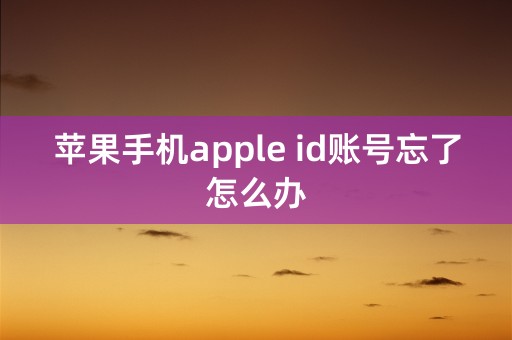 苹果手机apple id账号忘了怎么办