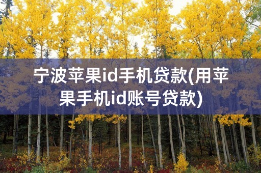 宁波苹果id手机贷款(用苹果手机id账号贷款)