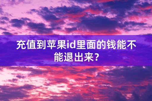 充值到苹果id里面的钱能不能退出来？