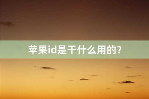 苹果id是干什么用的？