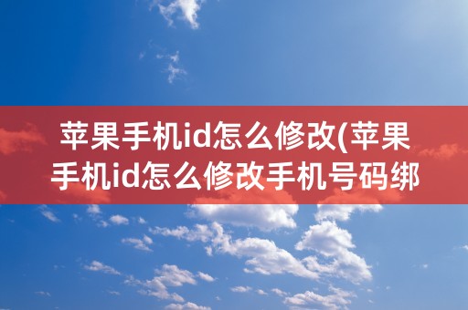 苹果手机id怎么修改(苹果手机id怎么修改手机号码绑定)