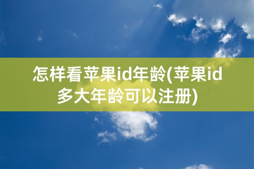 怎样看苹果id年龄(苹果id多大年龄可以注册)