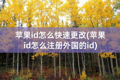 苹果id怎么快速更改(苹果id怎么注册外国的id)