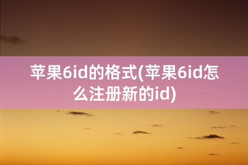 苹果6id的格式(苹果6id怎么注册新的id)