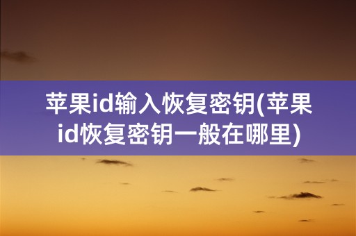 苹果id输入恢复密钥(苹果id恢复密钥一般在哪里)