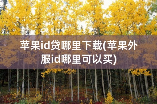 苹果id贷哪里下载(苹果外服id哪里可以买)