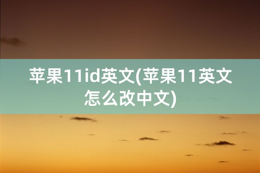 苹果11id英文(苹果11英文怎么改中文)