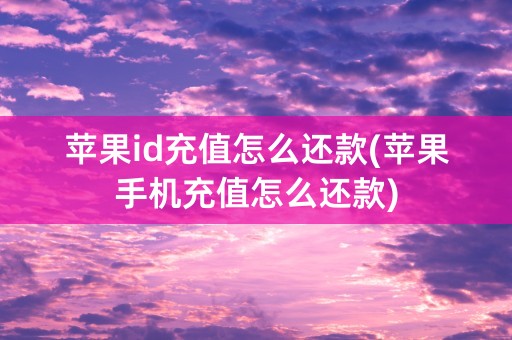 苹果id充值怎么还款(苹果手机充值怎么还款)