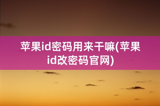 苹果id密码用来干嘛(苹果id改密码官网)