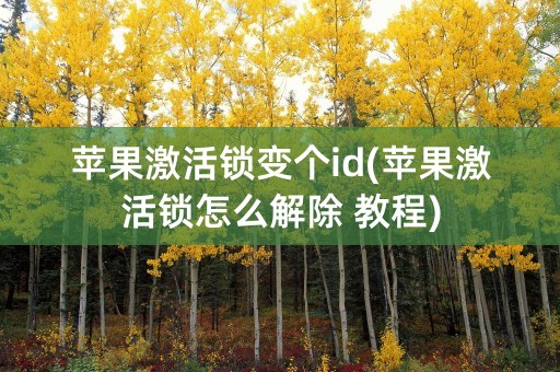 苹果激活锁变个id(苹果激活锁怎么解除 教程)