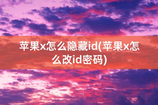 苹果x怎么隐藏id(苹果x怎么改id密码)