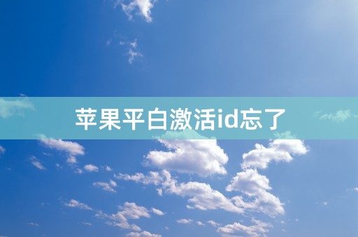 苹果平白激活id忘了