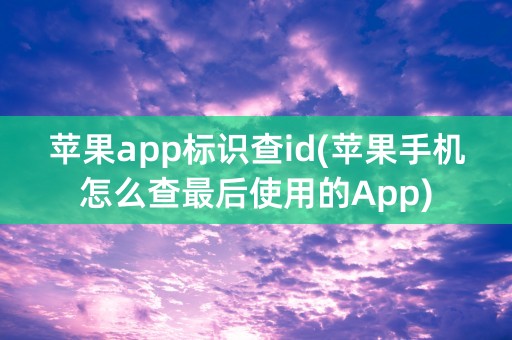 苹果app标识查id(苹果手机怎么查最后使用的App)