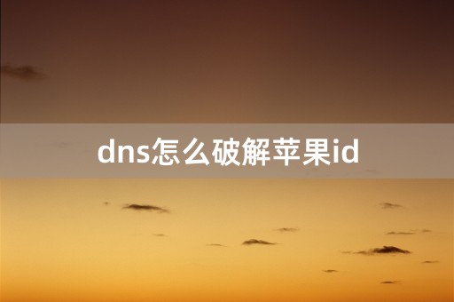 dns怎么破解苹果id