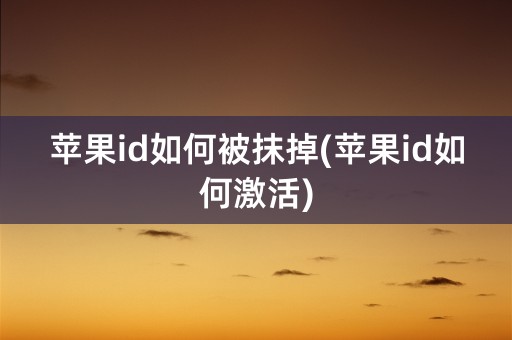 苹果id如何被抹掉(苹果id如何激活)