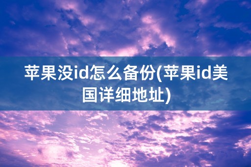 苹果没id怎么备份(苹果id美国详细地址)